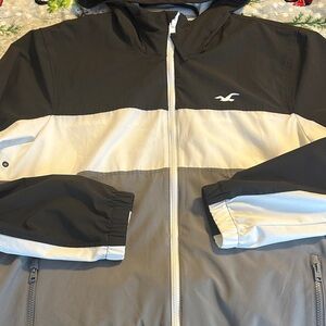 Hollister Like New Black and Gray Hooded Jacket